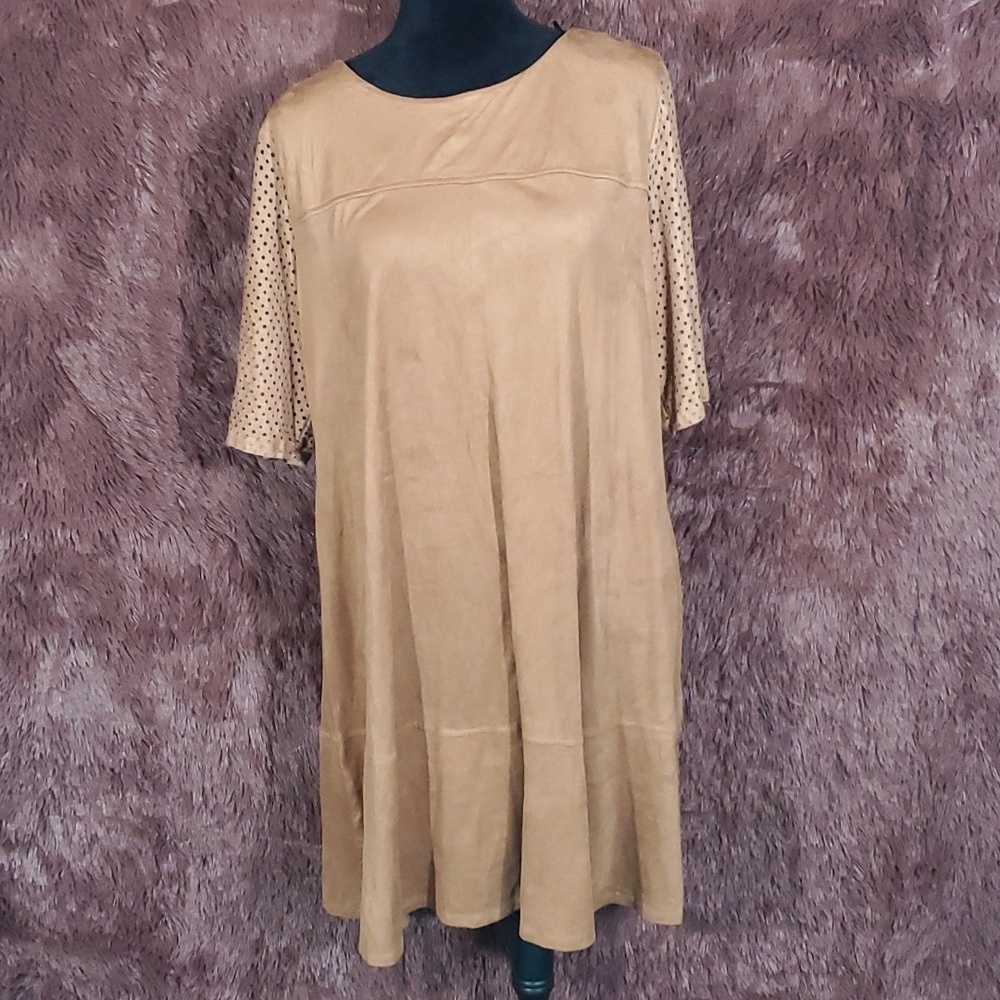 Madison Leigh Cutout Sleeve Faux Suede Dress